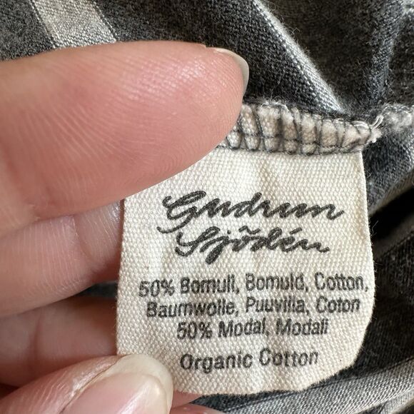 Gudrun Sjoden Dress Large Gray Stripe Organic Cotton Stretch Lagenlook Patch - Picture 6 of 10